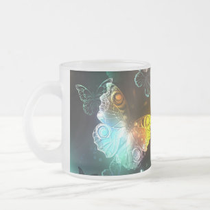 Taza De Cristal Esmerilado Mariposa luminosa y mariposas nocturnas