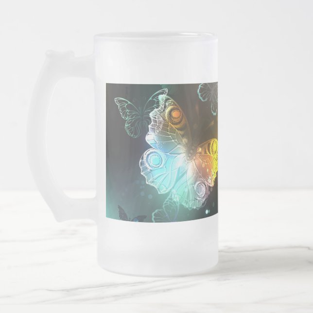 Taza De Cristal Esmerilado Mariposa luminosa y mariposas nocturnas (Izquierda)