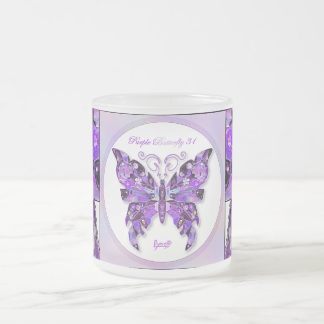 Taza De Cristal Esmerilado Mariposa morada 31 (Centro)