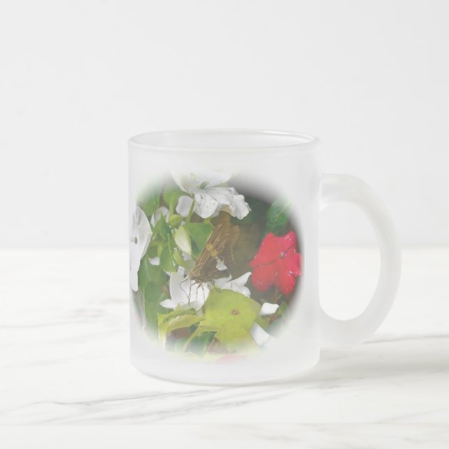Taza De Cristal Esmerilado Mariposa plateada (Derecha)
