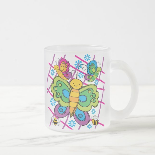 Taza De Cristal Esmerilado Mariposas (Derecha)