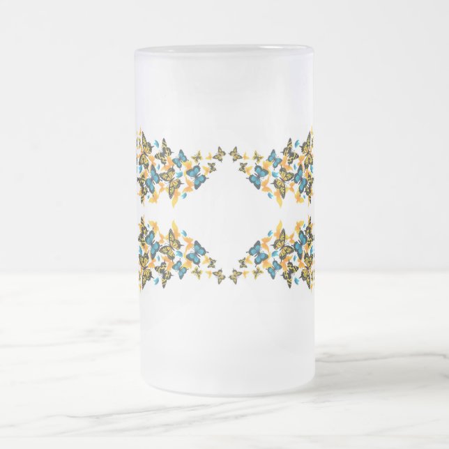 Taza De Cristal Esmerilado Mariposas de estilos clásicos (Centro)
