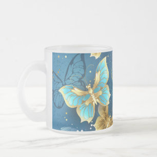 Taza De Cristal Esmerilado Mariposas doradas
