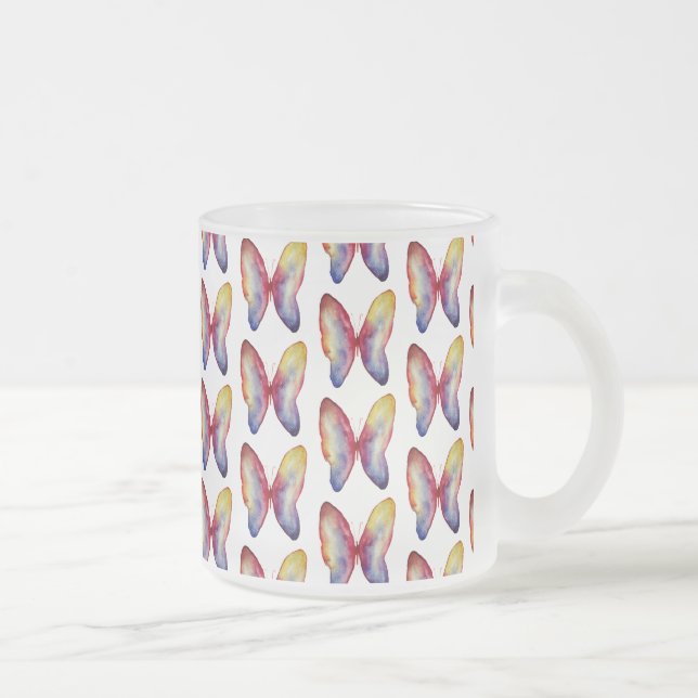 Taza De Cristal Esmerilado mariposas tazón de café (Derecha)