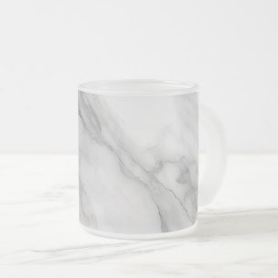 Taza De Cristal Esmerilado Mármol Blanco