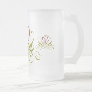 Taza De Cristal Esmerilado Maroon Flourish Rosa