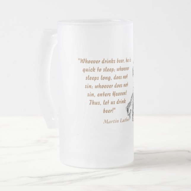 Taza De Cristal Esmerilado Martin Luther Cita Sobre Bebedores De Cerveza (Anverso izquierdo)