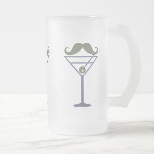 Taza De Cristal Esmerilado Martini Mustache mug - elegir estilo, color