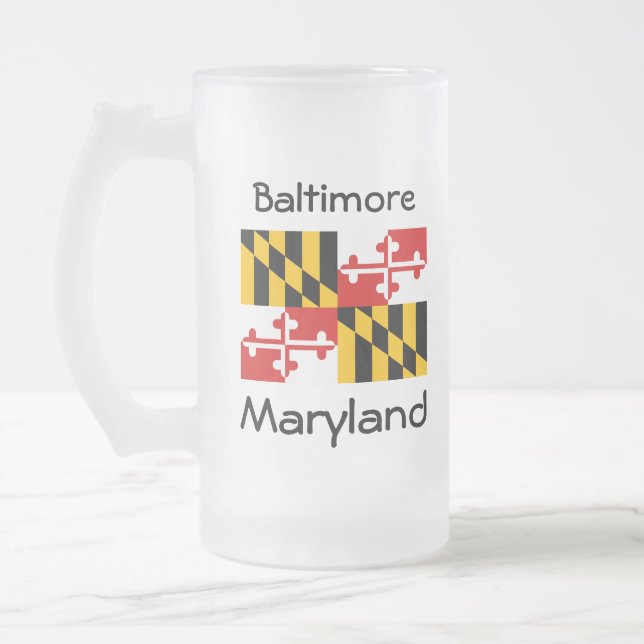 Taza De Cristal Esmerilado Maryland Flag Map City Mug (Izquierda)
