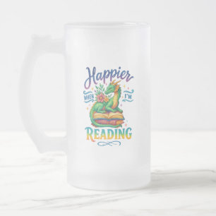 Taza De Cristal Esmerilado Más feliz cuando estoy leyendo