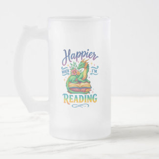 Taza De Cristal Esmerilado Más feliz cuando estoy leyendo