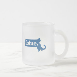 TAZA DE CRISTAL ESMERILADO MASSACHUSETTS ESTADO AZUL