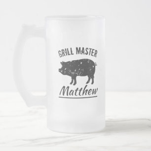 Taza De Cristal Esmerilado Máster de parrilla de cerdo cosechado fiesta Cerve