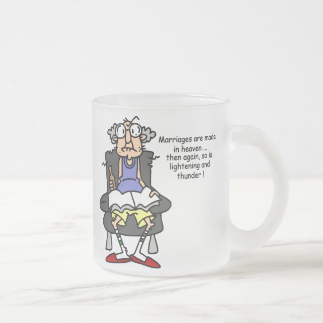 Taza De Cristal Esmerilado Matrimonio, relámpago, humor trueno (Derecha)