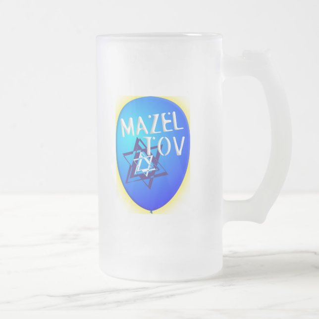 Taza De Cristal Esmerilado Mazal Tov (Derecha)