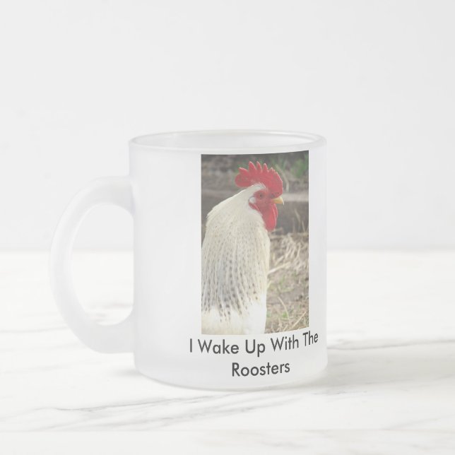 Taza De Cristal Esmerilado Me Despierto Con Los Gallos (Izquierda)