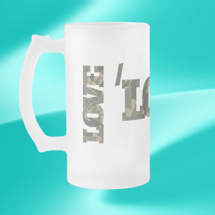 Taza De Cristal Esmerilado Me Encanta Camouflage Green Brown  