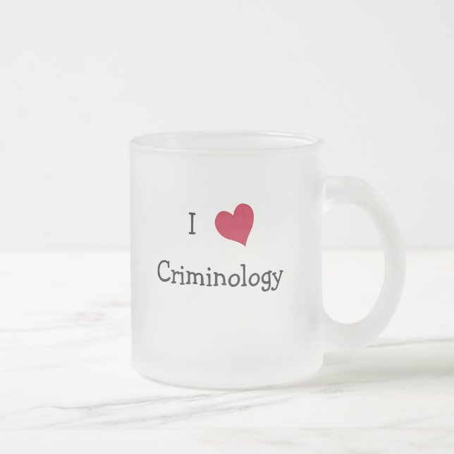 Taza De Cristal Esmerilado Me encanta la criminología (Derecha)