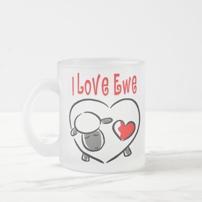 Taza De Cristal Esmerilado Me Encantan Las Citas Románticas De Ewe (Izquierda)