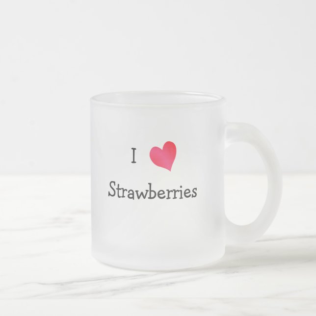 Taza De Cristal Esmerilado Me encantan las fresas (Derecha)
