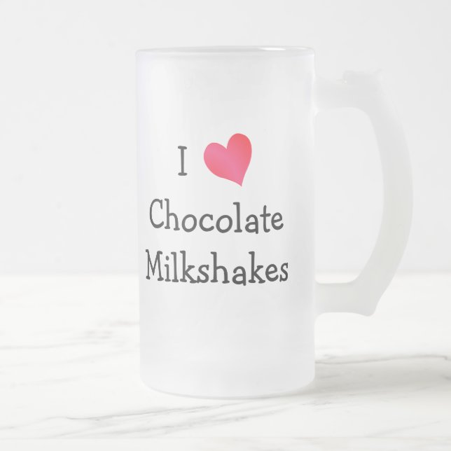 Taza De Cristal Esmerilado Me encantan los batidos de chocolate (Derecha)
