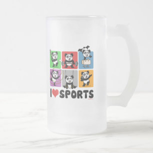 Taza De Cristal Esmerilado Me encantan los Pandas Deportivos