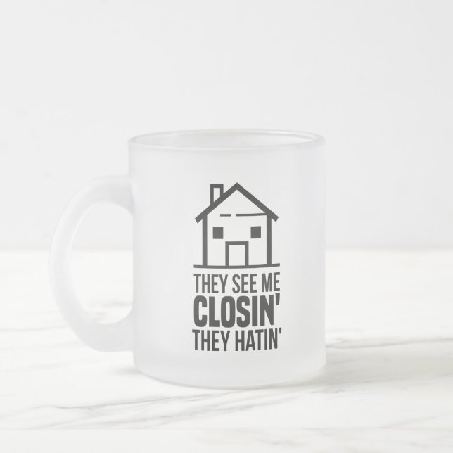 Taza De Cristal Esmerilado Me Ven Cerrando Agente Inmobiliario (Izquierda)