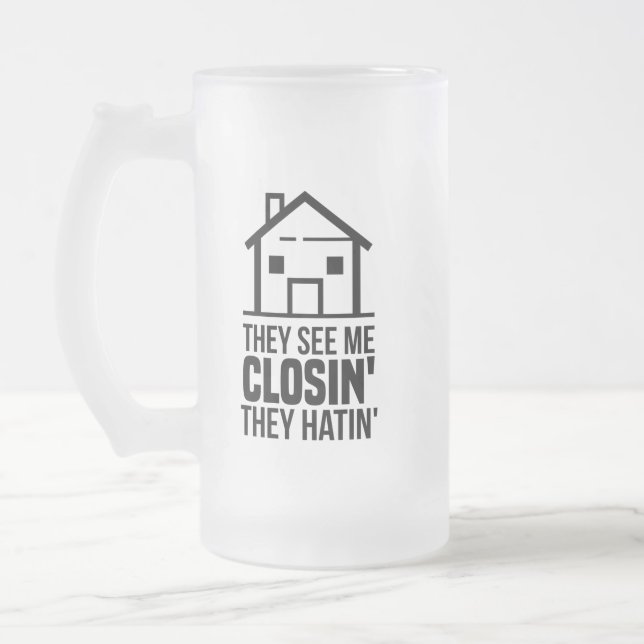 Taza De Cristal Esmerilado Me Ven Cerrando Agente Inmobiliario (Izquierda)