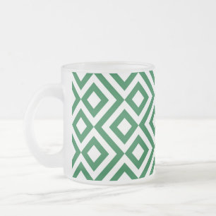 Taza De Cristal Esmerilado Meander verde y blanco