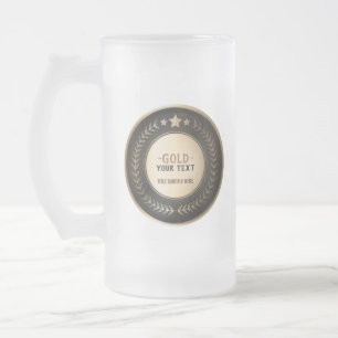 Taza De Cristal Esmerilado MEDALLA Dorada #1 Campeón IMPRESIÓN PERSONALIZADA 