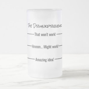 Taza De Cristal Esmerilado Medida chistosa divertida de Drunkpreneur