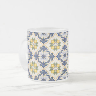 Taza De Cristal Esmerilado Mediterranean Lemon Tile Italian Talavera