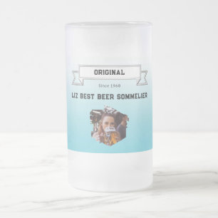 Taza De Cristal Esmerilado Mejor Cerveza Sommelier Lean Blue Gradient Photo