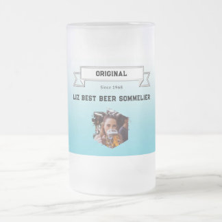 Taza De Cristal Esmerilado Mejor Cerveza Sommelier Lean Blue Gradient Photo