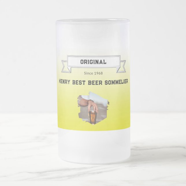 Taza De Cristal Esmerilado Mejor degradado blanco amarillo y foto sommelier d (Centro)