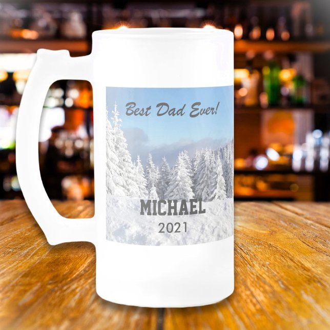 Taza De Cristal Esmerilado Mejor foto de papá Personalizado personalizado (Subido por el creador)