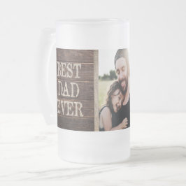 Taza De Cristal Esmerilado Mejor foto siempre de encargo rústica del papá