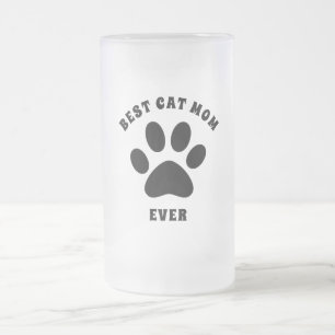Taza De Cristal Esmerilado Mejor Gato Mamá Personalizado Texto Personalizado