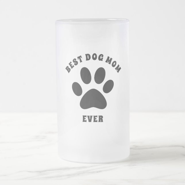 Taza De Cristal Esmerilado Mejor Mamá Perro Personalizado Texto Personalizado (Centro)