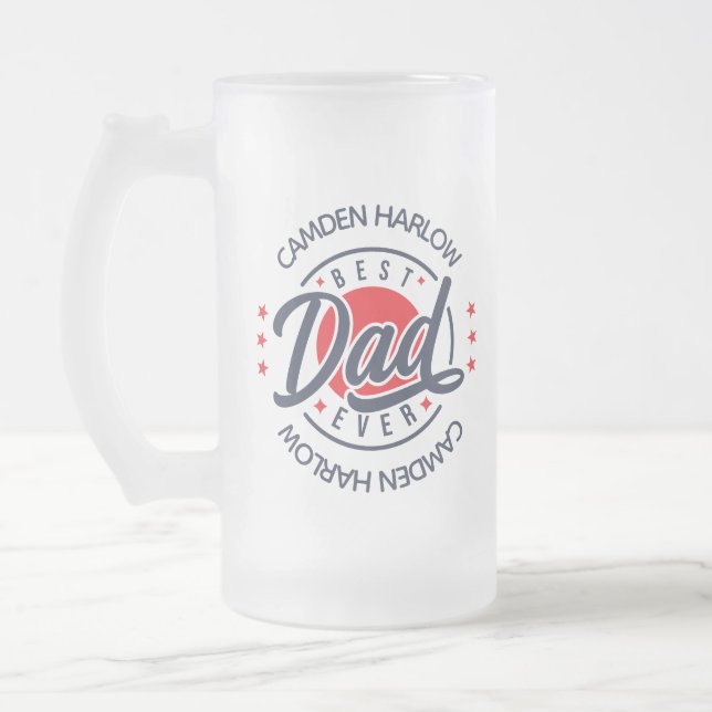 Taza De Cristal Esmerilado Mejor nombre de papá (Izquierda)
