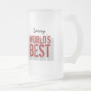 Taza De Cristal Esmerilado Mejor nombre personalizado de letra gruesa del mun