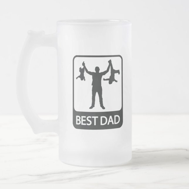 Taza De Cristal Esmerilado Mejor Papá - Día del Padre Gracioso (Izquierda)