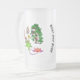 Taza De Cristal Esmerilado Mejor Papá Ever Naturaleza Verde Lotus Bloom