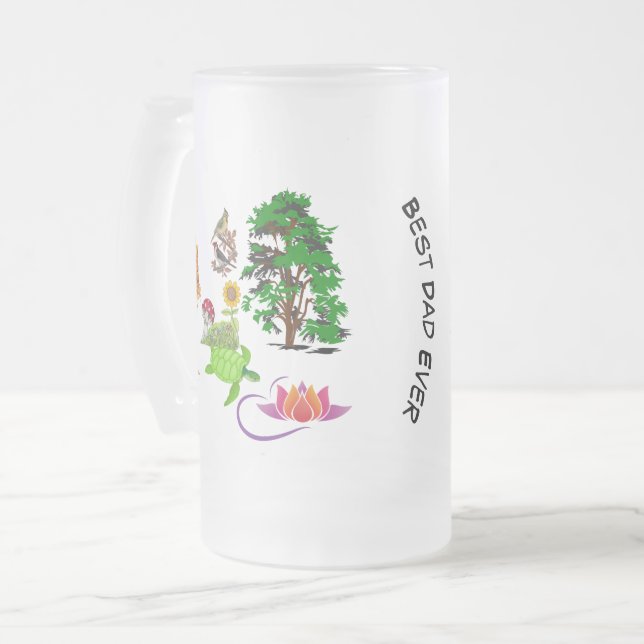Taza De Cristal Esmerilado Mejor Papá Ever Naturaleza Verde Lotus Bloom (Anverso izquierdo)