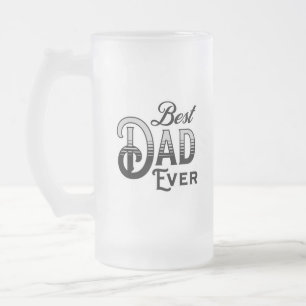 Taza De Cristal Esmerilado Mejor Papá Nunca Texto vintage en blanco y negro