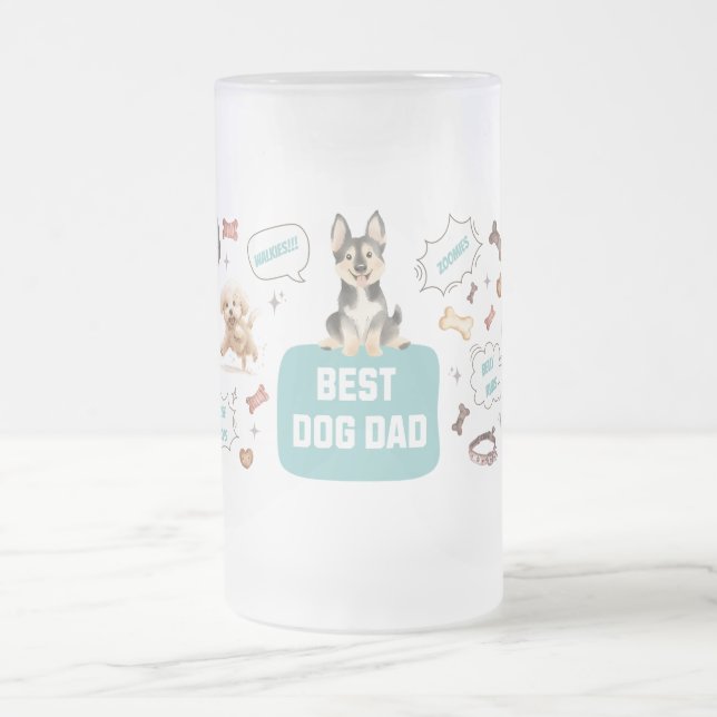 Taza De Cristal Esmerilado Mejor Papá Perro (Centro)