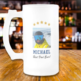Taza De Cristal Esmerilado Mejor Papá Personalizado Foto Textos Cinco Estrell