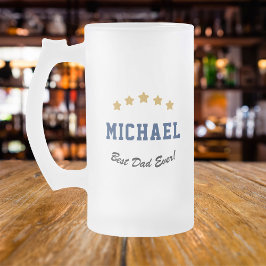 Taza De Cristal Esmerilado Mejor Papá Personalizado Textos Estrellas de oro p