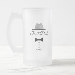 Taza De Cristal Esmerilado Mejor Papá Vintage Negro y Blanco