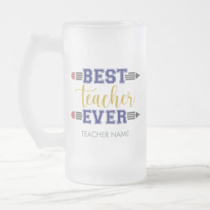 Taza De Cristal Esmerilado Mejor Profesor Personalizado - Regalo Personalizad